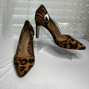 Antonio Melani Leopard Print‎ Heels Calf Hair Pumps Pointed Toe Sexy 6M